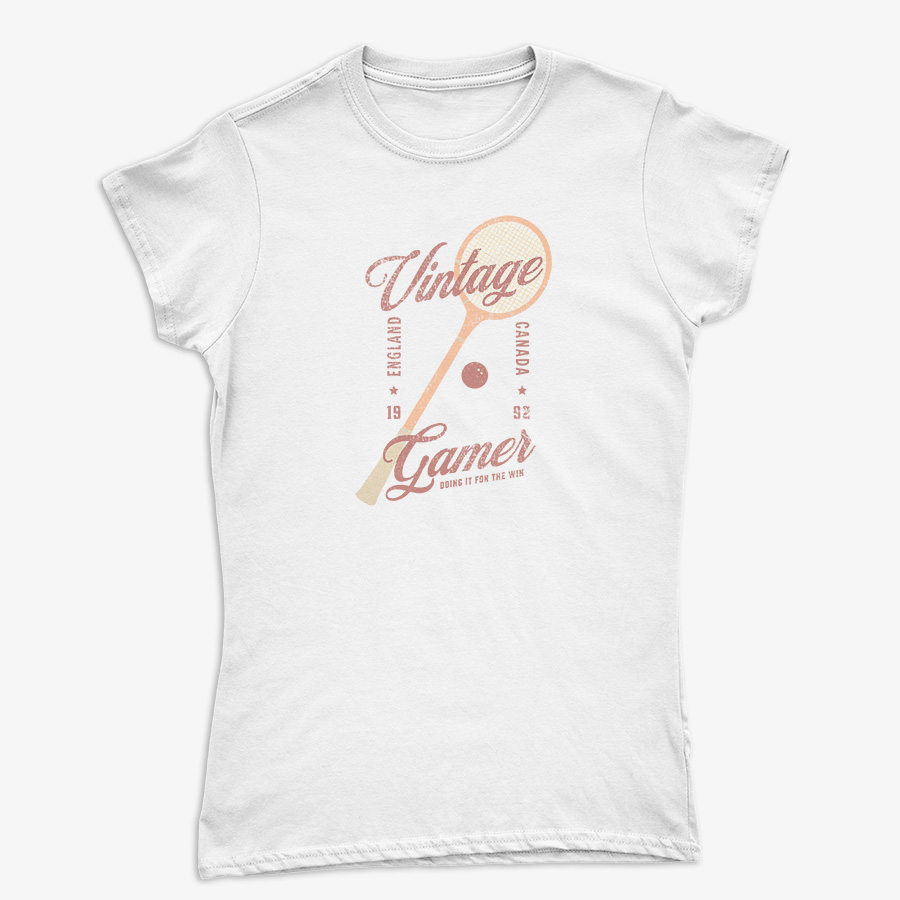 "Vintage Gamer" Doing it For the Win"  Ladies' Softstyle Fitted T-Shirt